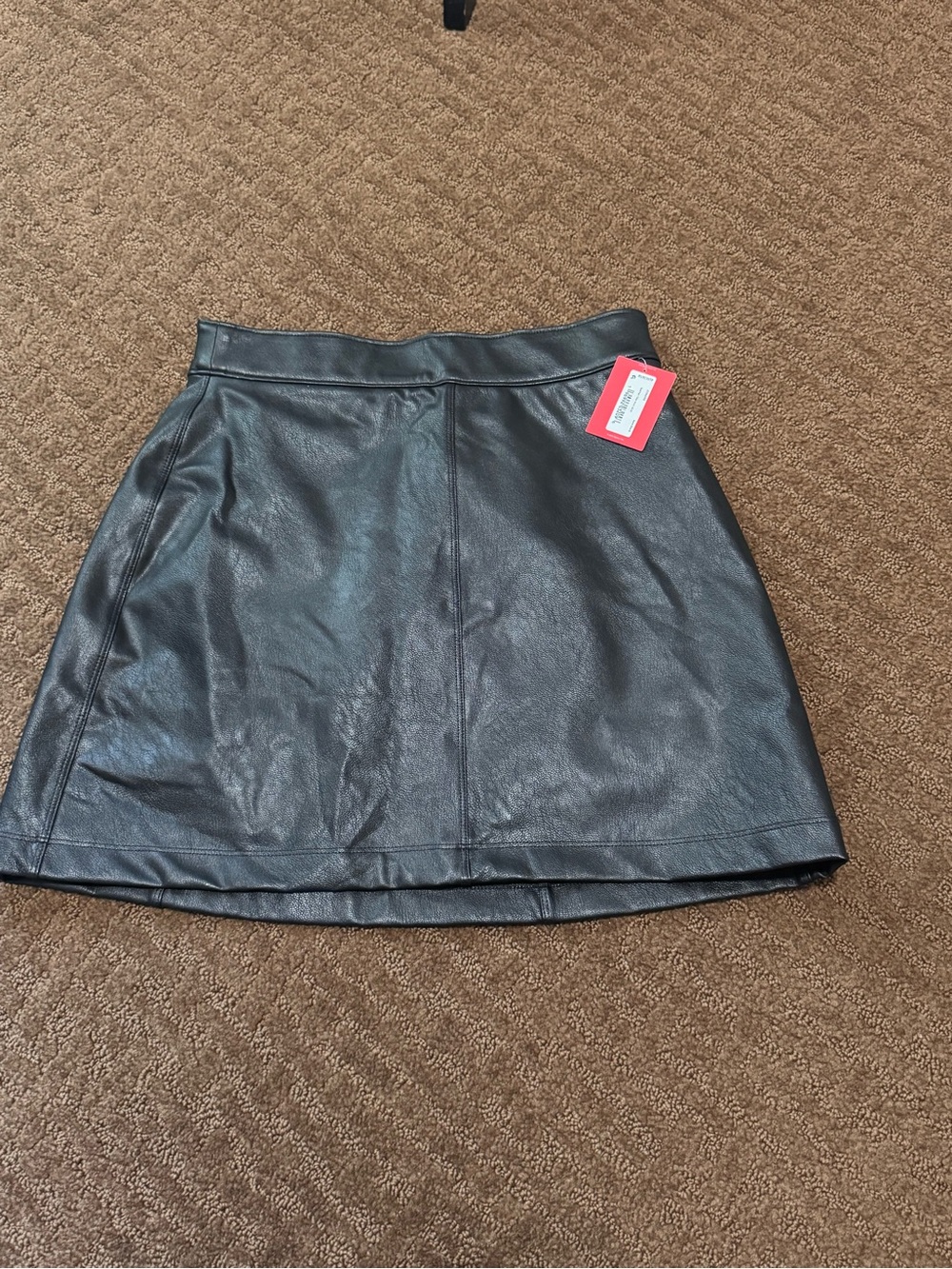 Spanx leather like mini skirt in luxe black size xs nwt